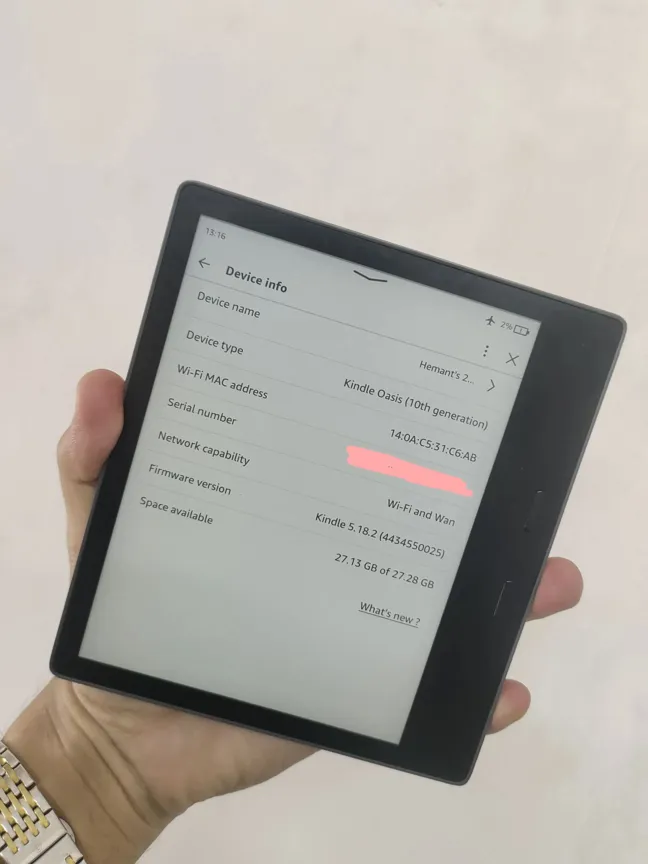 Kindle Oasis 10th Gen Very Good Condition Silver Wi-fi And Wan