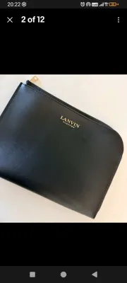 Lanvin Very Good Unisex Travel Pouch Black With Tan Pocket