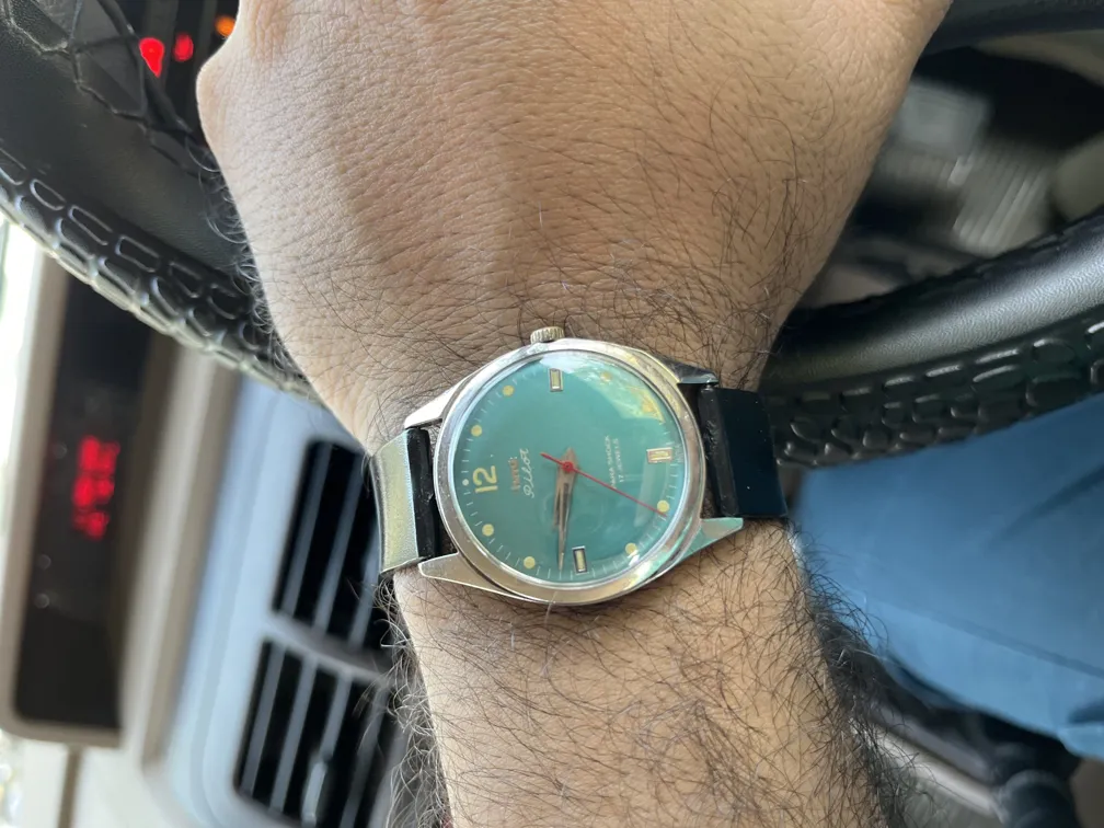 HMT Unisex Pilot Mechanical Watch With Rubber Strap