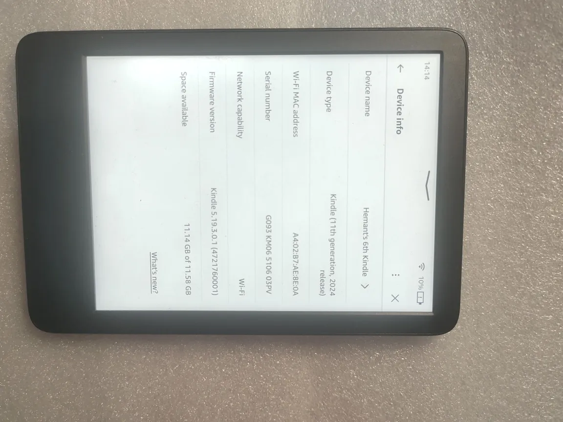Kindle 11th Gen Very Good Condition Black Type-c Charging