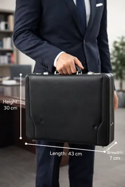 Executive Black Leather Briefcase | New | Professional | 43x30x7 Cm | Spacious Interior