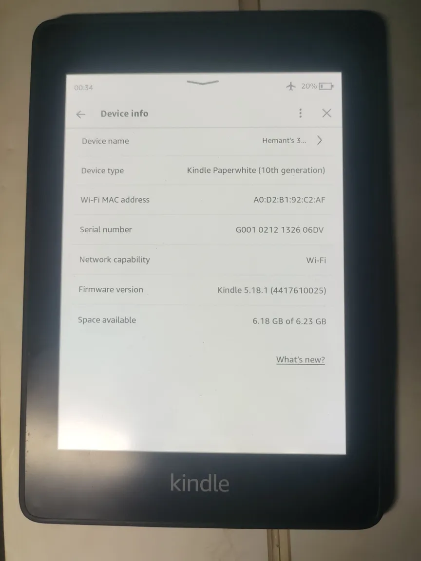 Amazon Kindle Paperwhite 10th Generation, Black, Like New