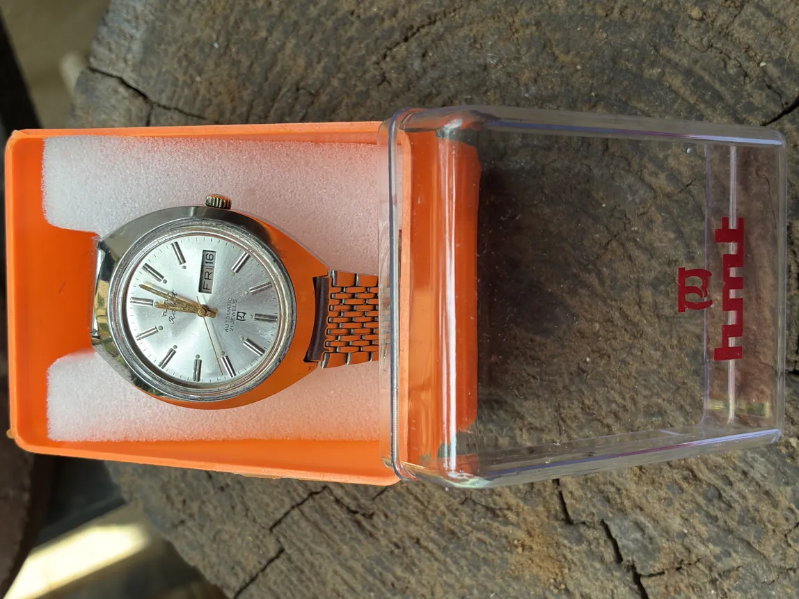 HMT Rajat Vintage Automatic Watch Silver Dial Stainless Steel Chain