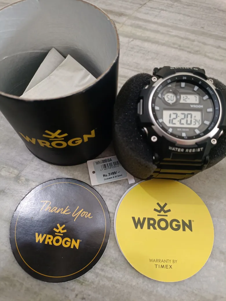 WROGN Men's Digital Watch With Rubber Strap - Black