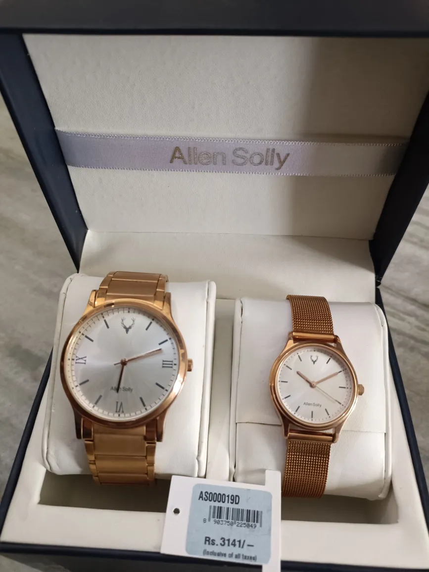 Allen Solly Golden Couples' Analog Watch With Chain Strap