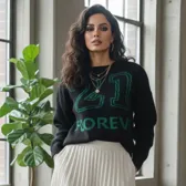 Forever 21 Like New Women's Sweater Black Green S Casual Layering