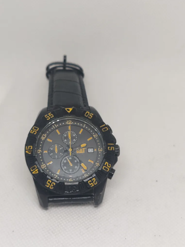 CAT Chronograph Men's Watch Black Yellow Rugged Sports