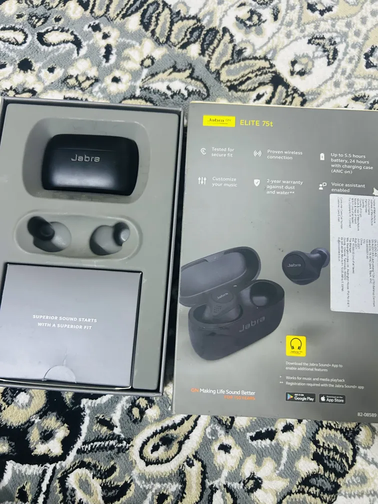 Jabra Elite 75t Good Condition Wireless Earbuds Black
