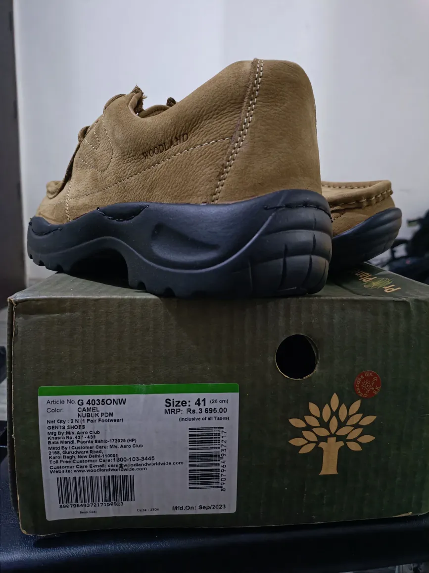 Woodland Men's UK7 Leather Shoes - Durable Outdoor Footwear - Brown