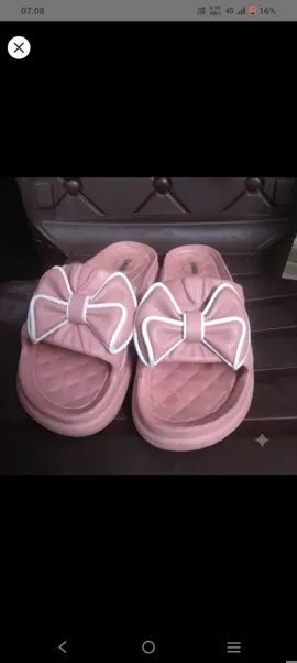 Pink Bow Strap Slides With Quilted Footbed UK5.5