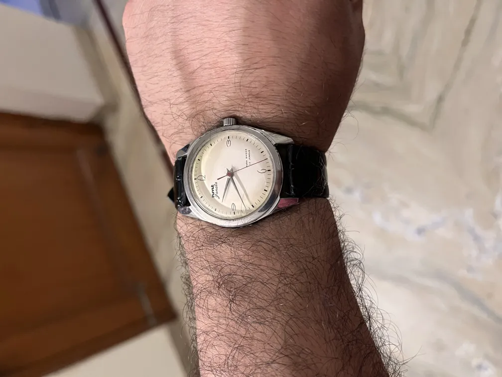 HMT Janata Art Deco | Used | Unisex Watch | Silver & Black | Rubber Strap