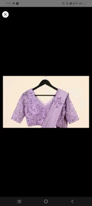 Sequined Saree Blouse - Good Condition - Women's - Lavender - L - Elegant Design