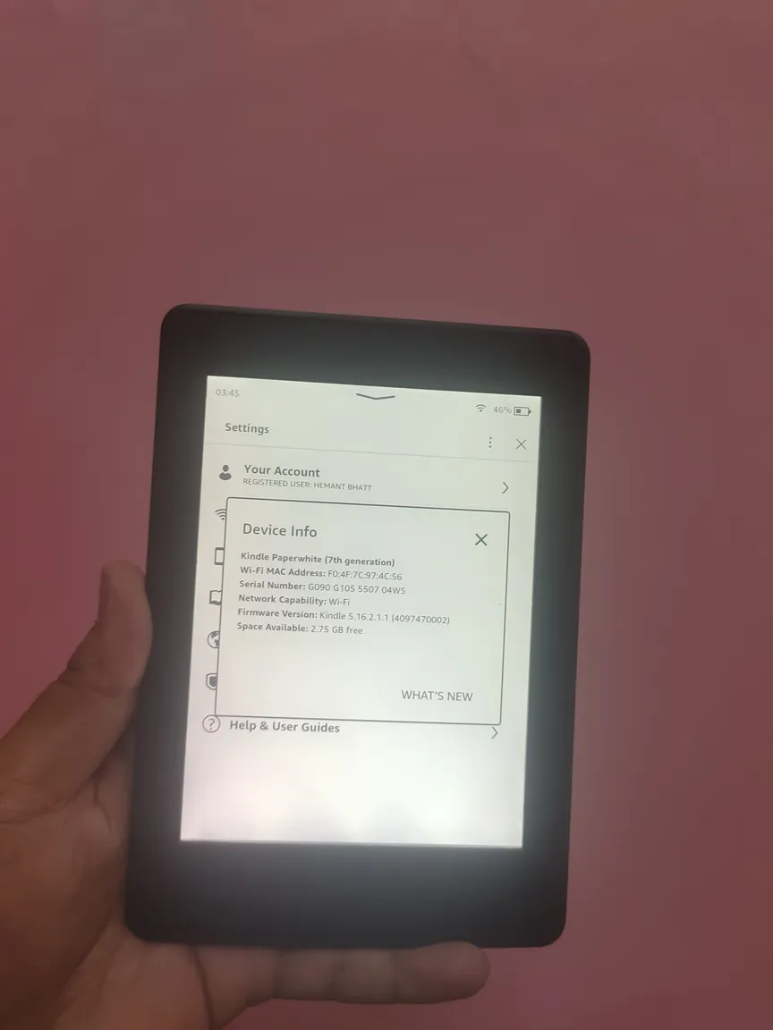 Kindle Paperwhite 7th Gen - Light Scratch - Black - Perfectly Working