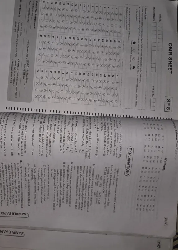 Arihant CBSE Class 10 Science Sample Papers Term 1 With OMR Sheet