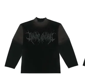 Metal Logo Oversized Crew Neck T-shirt Black S Faded Look