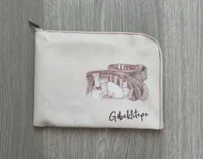 Turkish Airlines Premium Amenity Pouch Travel Organizer Case Beige Göbeklitepe Artwork