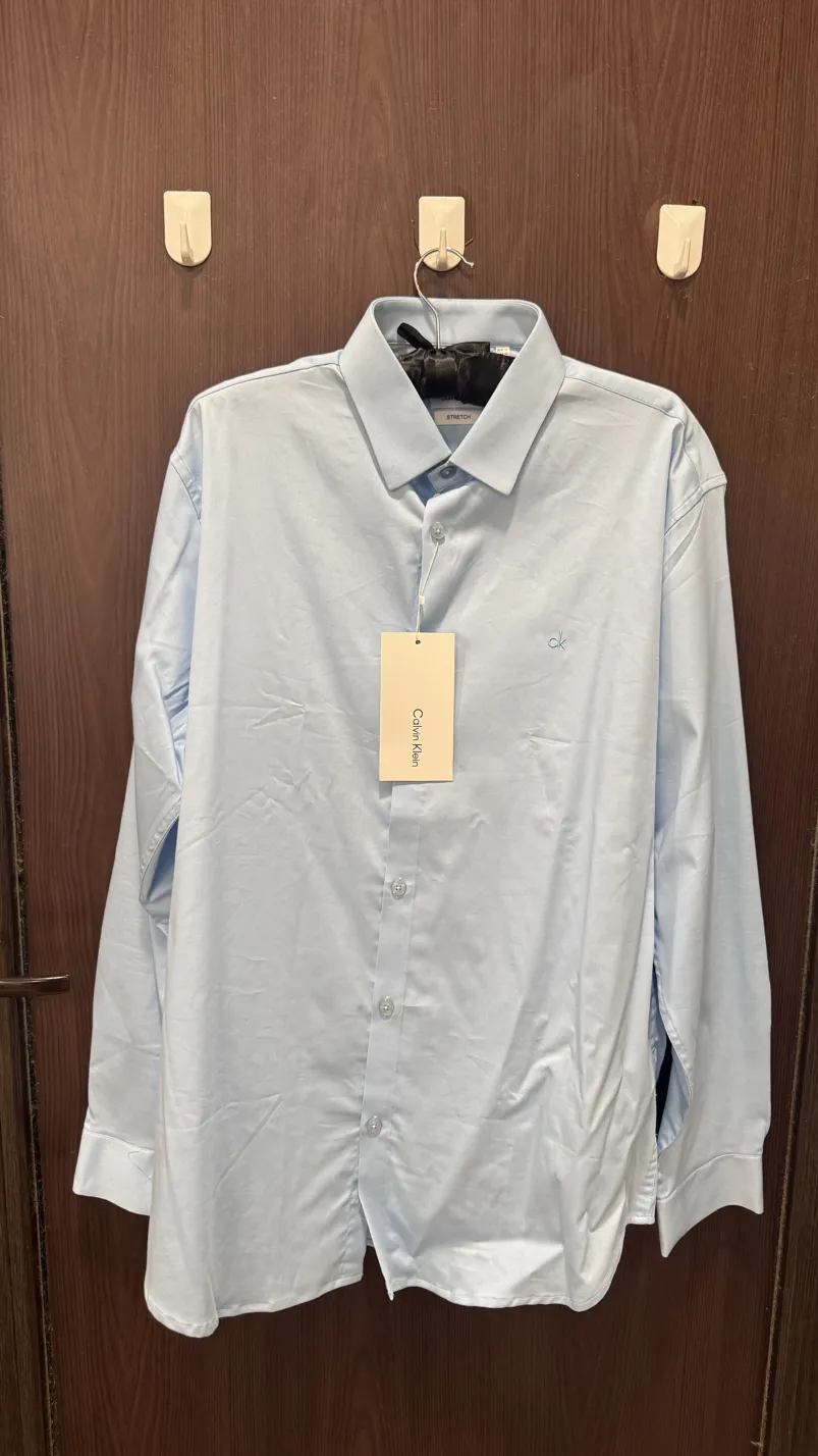Calvin Klein Blue Formal Shirt - New - Men's - Light Blue - XL/XXL - Stretchable