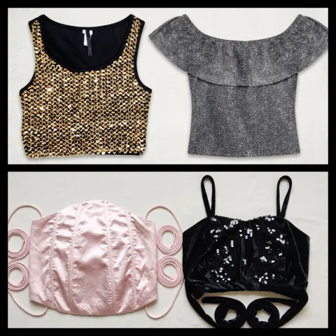 Evening Collection - Excellent Condition - Women's Party Tops - Gold, Silver, Pink, Black - S/M - Sequin & Satin