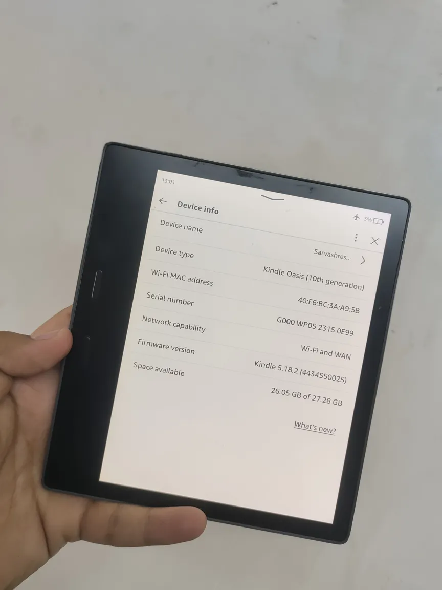 Kindle Oasis 10th Gen Very Good Condition Silver Wi-fi + SIM