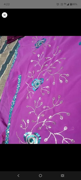 Handmade Saree Onesize Pink And Light Blue With Green Free Gift