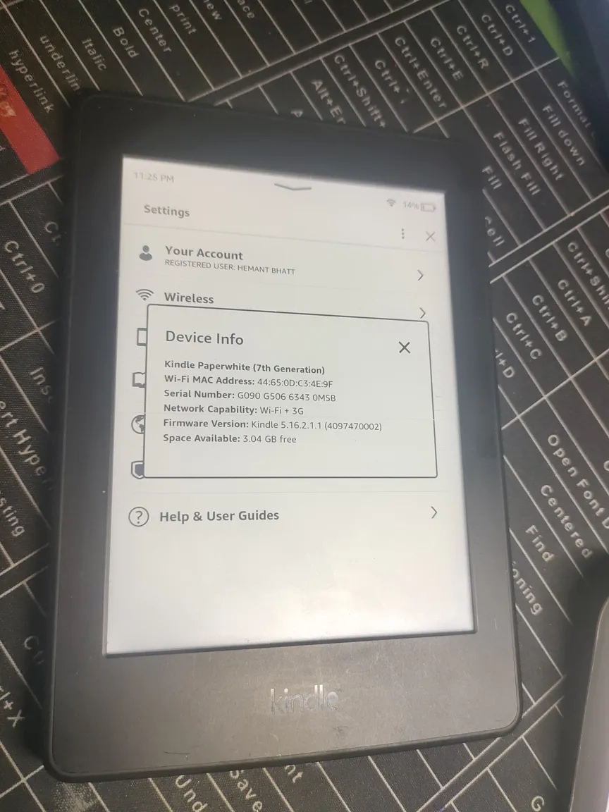 Kindle Paperwhite 7th Gen Good Condition Black