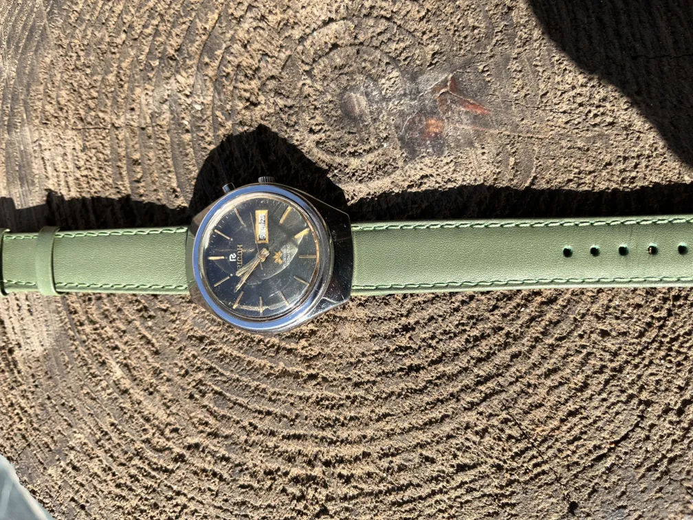 Ricoh Automatic Watch | Used | Unisex | Green Dial | Green Leather Strap