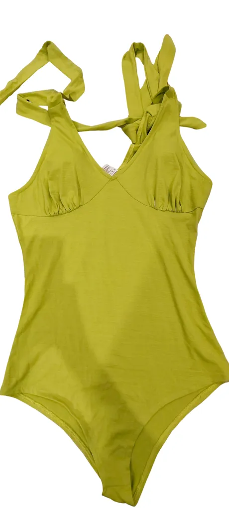 Solid Cross Wrap Ruched Swimsuit Medium Neon Green