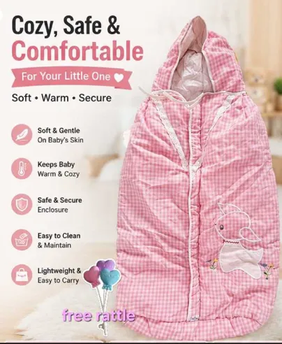 Joy Pac Baby Sleeping Bag Pink Gingham Newborn Infant Cozy Warm