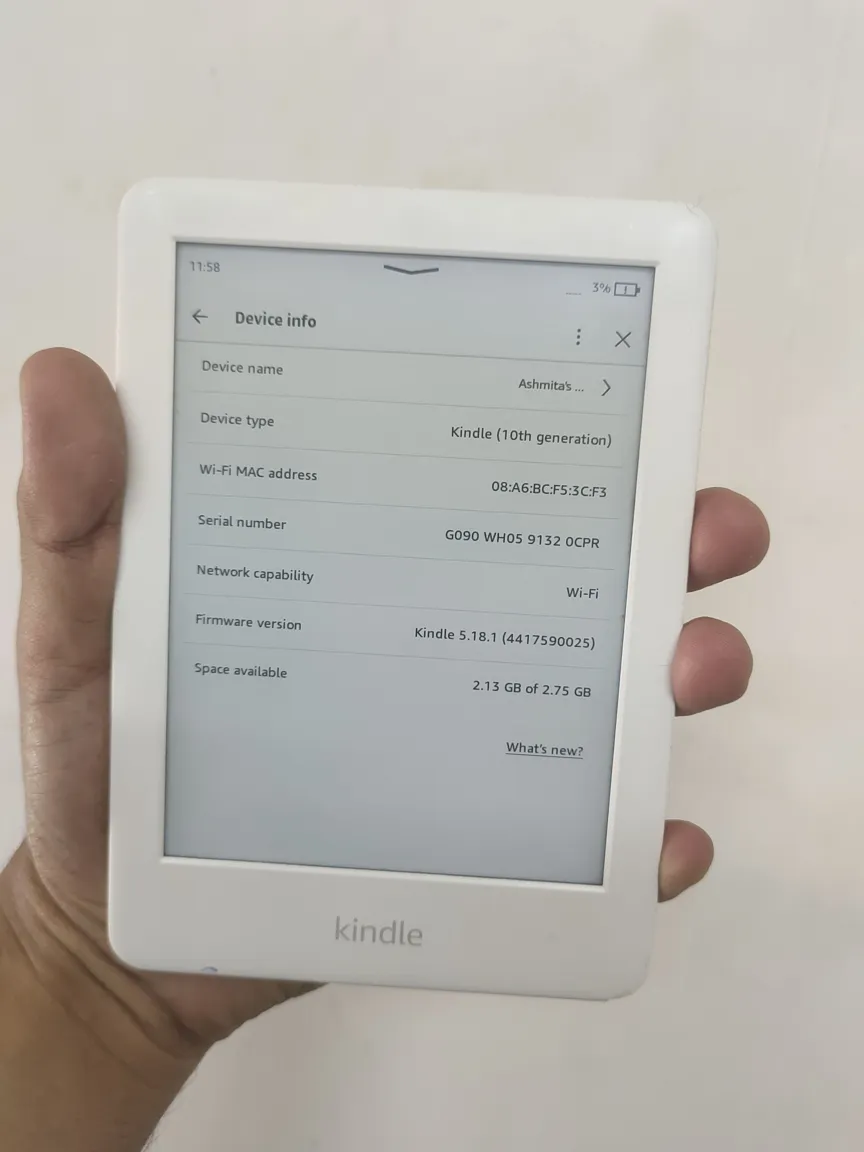 Kindle 10th Gen Used White E-reader With Minor Cosmetic Damage