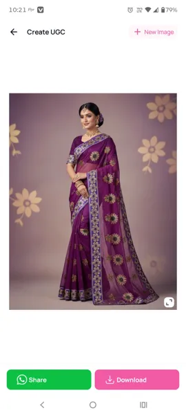 Handmade Saree Onesize Purple Floral Design Work