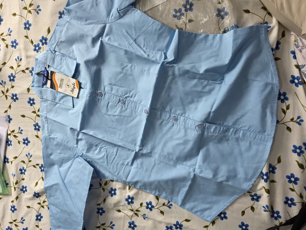 Perfect Style Women's Blue Formal Shirt With Collar, Size M