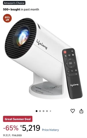 Lifelong Lightbeam Smart Projector - Like New - White - HD 720p - Bluetooth 5.2