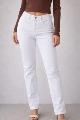 Classic White Jeans For Women - Size 28 - Non-stretchable