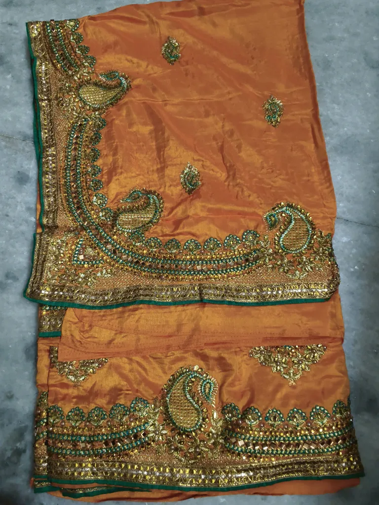 Silk Saree | Brand New | Women | Orange | Free Size | Embellished Design
