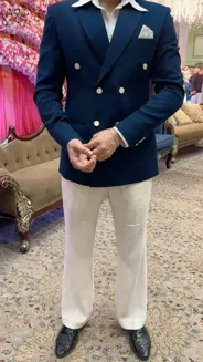 Navy Blue Coat L Elegant Formal Wear