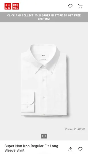 Uniqlo Super Non Iron Slim Fit Long Sleeve Shirt White L
