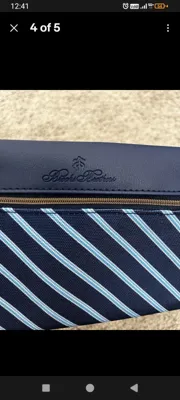 Brooks Brothers Premium Travel Pouch Navy Blue Striped