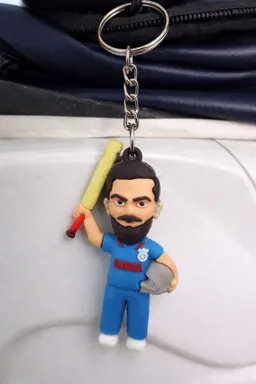 Cricket Fan Keychain | Pre-owned | 3D Rubber Figure | Blue | Lightweight | Unique Design