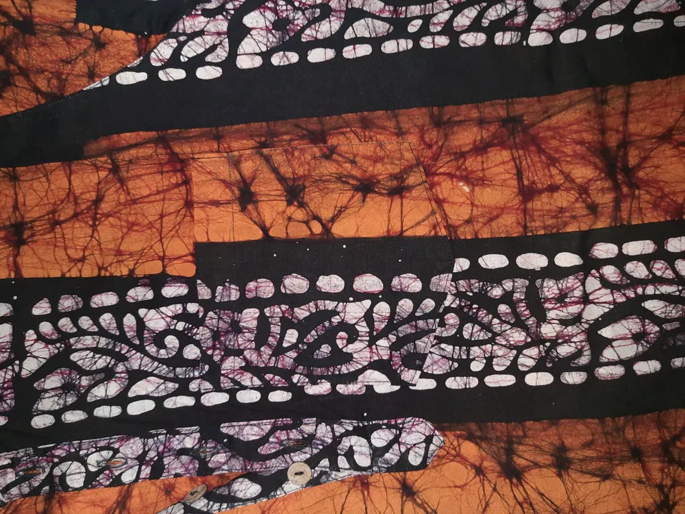 Cotton Kurta | Unused | Men | Half Sleeve | Orange & Black | Size 40 | 3 Pockets