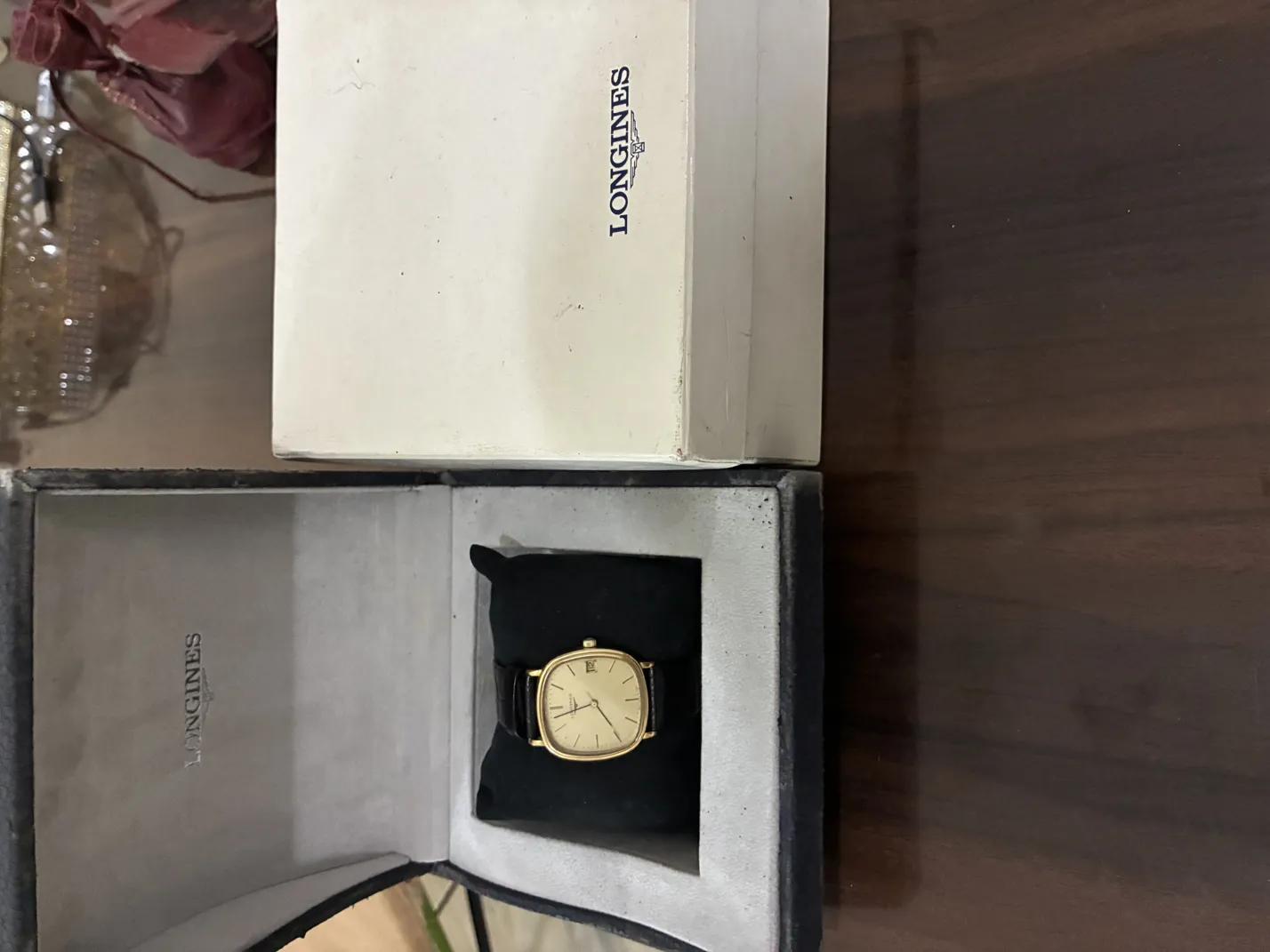 Longines Used Men's Mechanical Dress Watch Gold Black Leather Hacking Feature