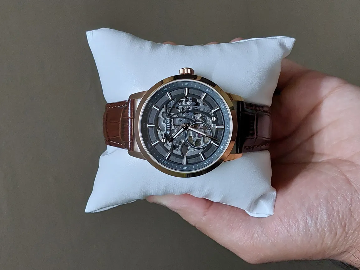 Titan Phoenix Skeletal Automatic Watch - Brand New - Men - Brown Leather - 90223WL01