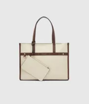 Miraggio New Ladies Tote Bag Beige And Brown Under 2 Kg
