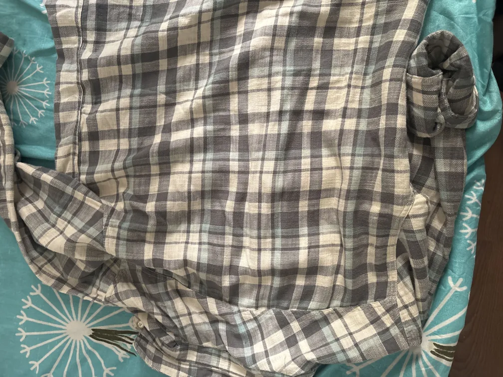 John Player Casual Shirt L Gray Plaid Cotton Stretchable