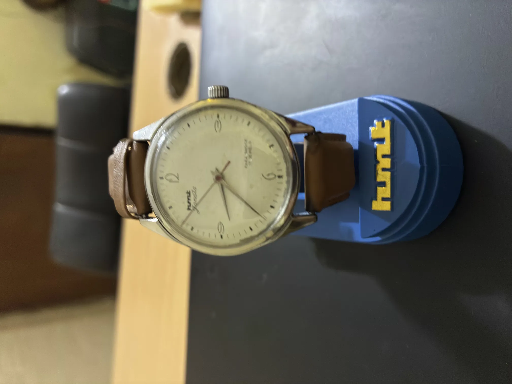HMT Janata Art Deco Vintage Mechanical Men's Wristwatch Milky White Dial