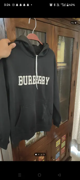 Burberry New Men's Hoodie Black M Lightweight Stretchable