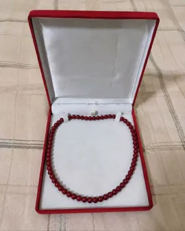 Red Coral Pearl Beaded Necklace, New, Unworn