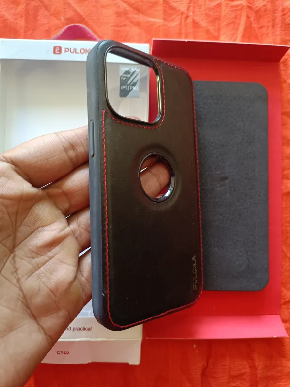 Sold second hand Puloka Premium Leather Back Cover For Iphone 13 Pro - Elegant Black on Resellpur