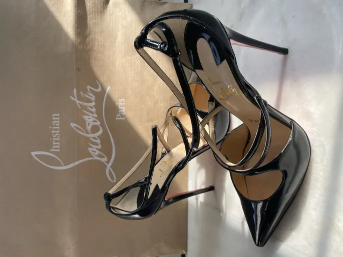 Buy used Christian Louboutin Excellent Women's Strappy Pumps Black EU 36.5 100mm Heel online on Resellpur