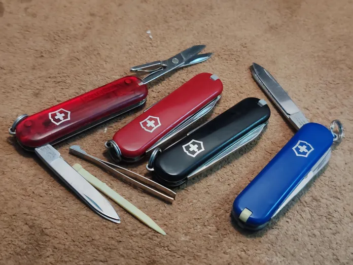 Buy used Victorinox Preloved EDC Multi-tool Set - Red, Black, Blue, Translucent Red - 4-piece Bundle online on Resellpur