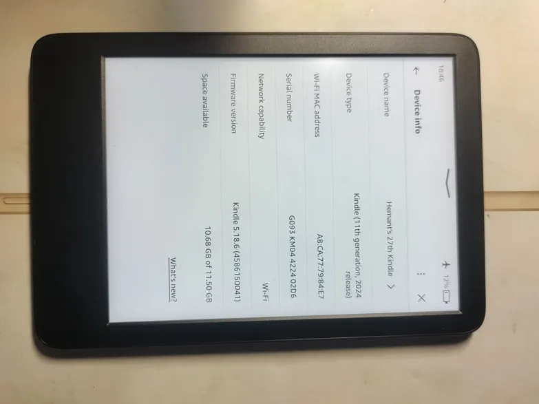 Buy used Amazon Kindle 11th Generation 2024 Black E-reader, Very Good Condition online on Resellpur